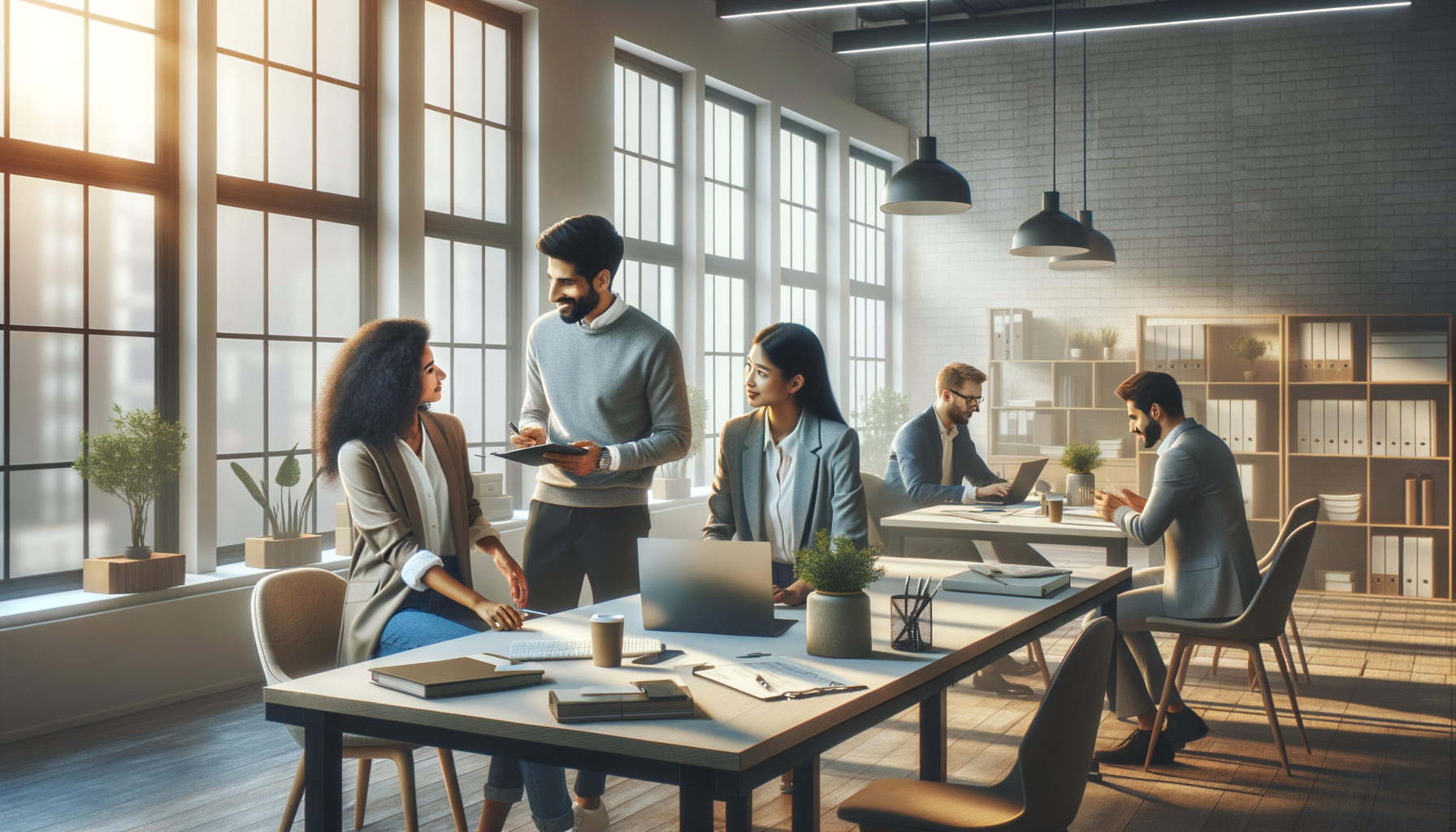 Team working together in a modern office